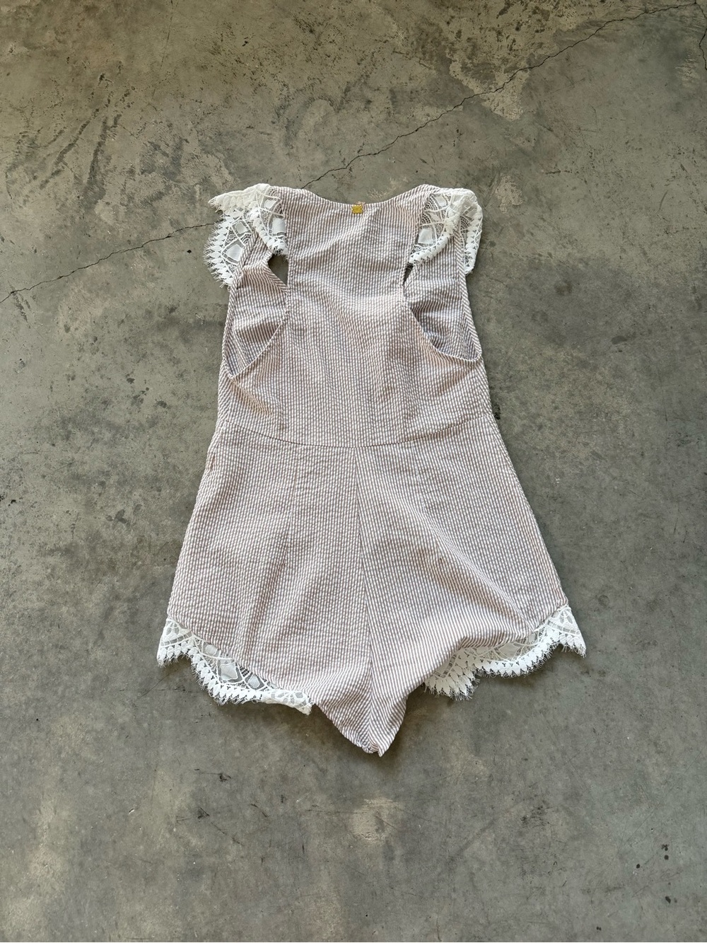 For Love And Lemons Blush Pink Lace-Trim Romper - Picture 2 of 8